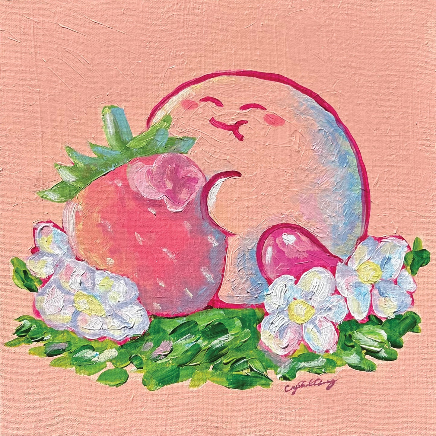 Kirb Eating Strawberry Print | 5 x 5