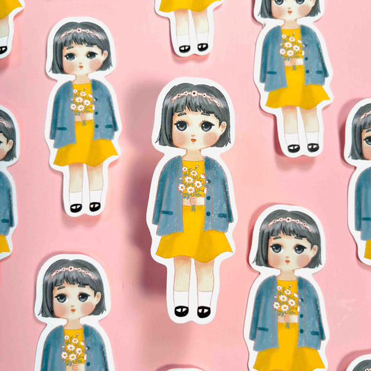 Cute Girl in Yellow Dress Sticker